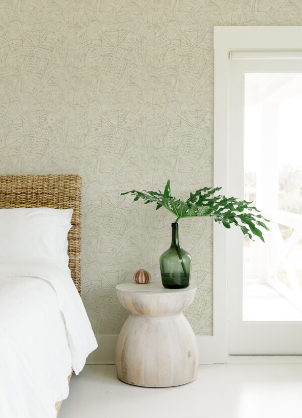 Aldabra Taupe Textured Geometric Wallpaper - Image 5