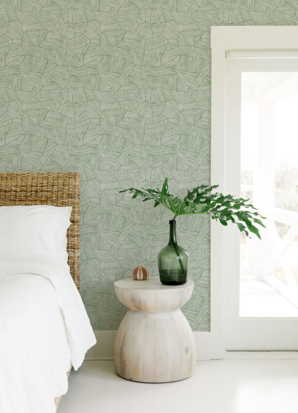 Aldabra Green Textured Geometric Wallpaper - Image 3