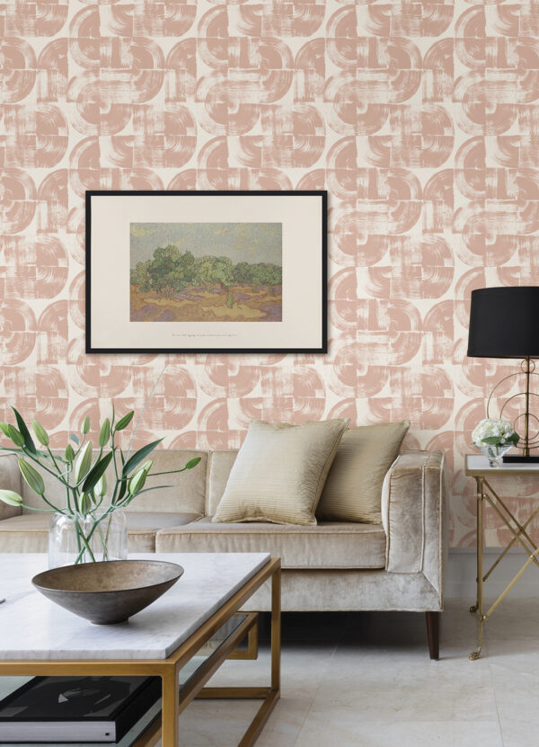 Giulietta Blush Painterly Geometric Wallpaper - Image 3