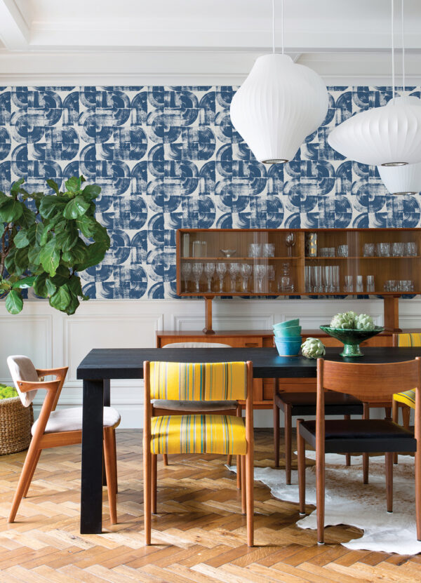 Giulietta Blue Painterly Geometric Wallpaper - Image 2