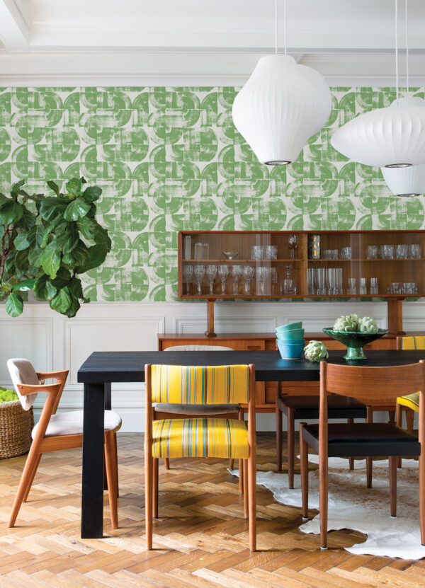 Giulietta Green Painterly Geometric Wallpaper - Image 2