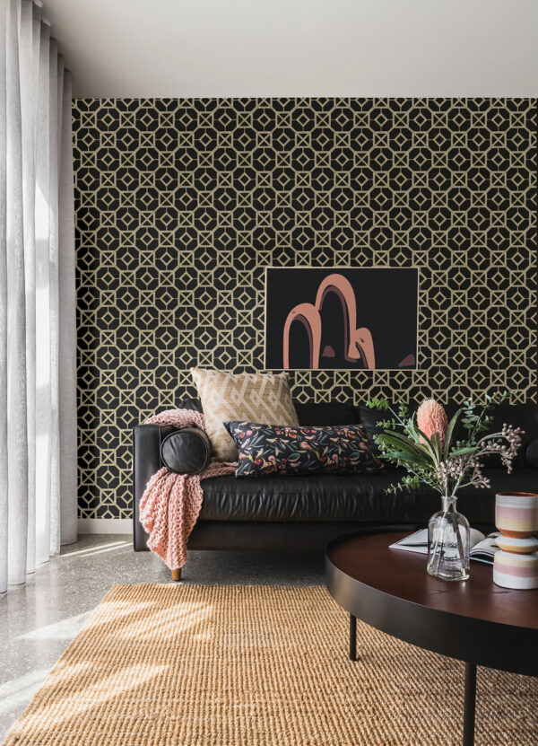 Livia Black Trellis Wallpaper - Image 2