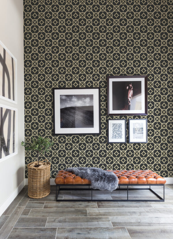 Livia Black Trellis Wallpaper - Image 4