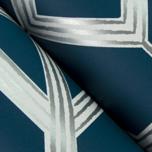 Livia Dark Blue Trellis Wallpaper
