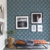 Livia Dark Blue Trellis Wallpaper - Image 4