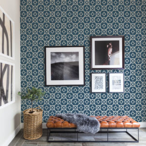 Livia Dark Blue Trellis Wallpaper