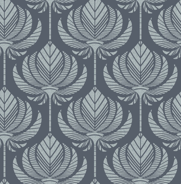 Palmier Navy Lotus Fan Wallpaper
