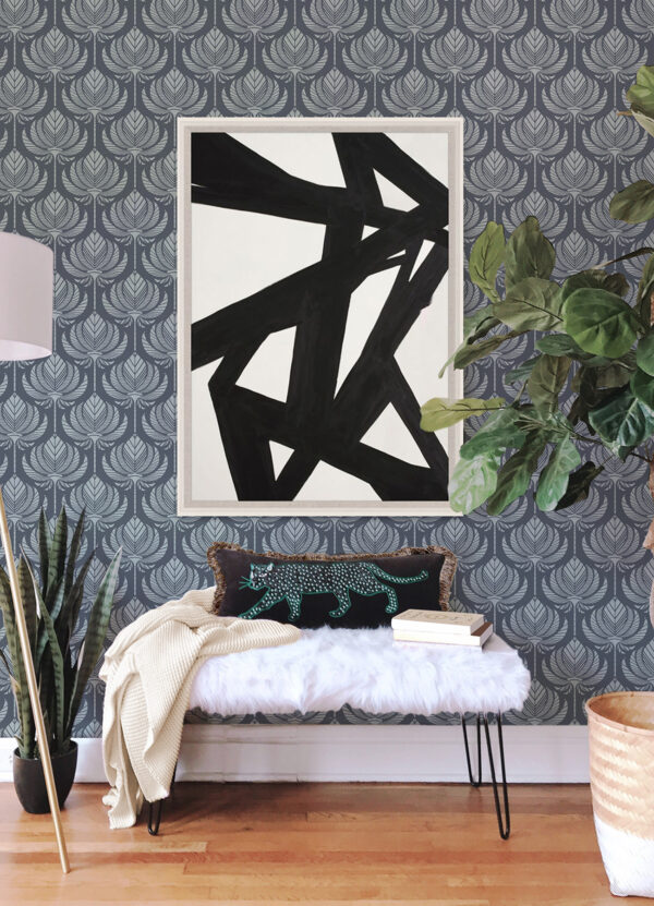 Palmier Navy Lotus Fan Wallpaper - Image 2
