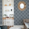 Palmier Navy Lotus Fan Wallpaper - Image 3