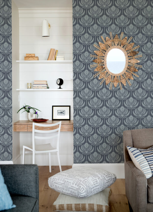 Palmier Navy Lotus Fan Wallpaper - Image 3