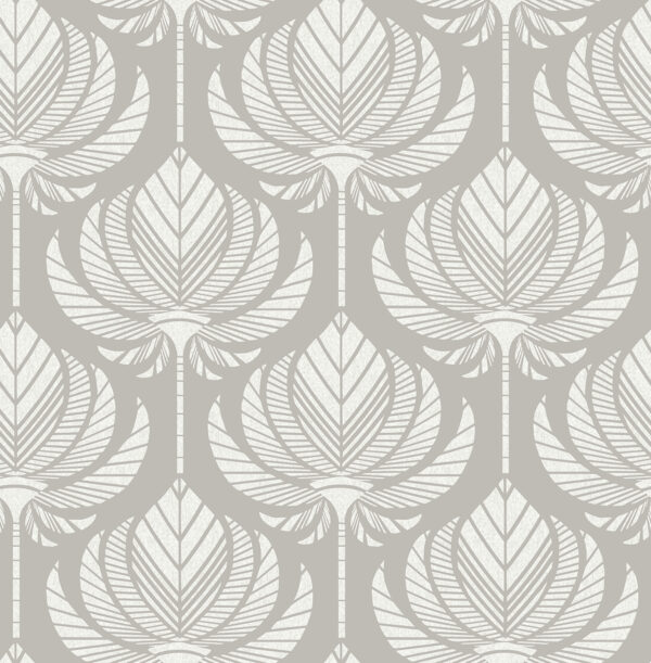 Palmier Grey Lotus Fan Wallpaper