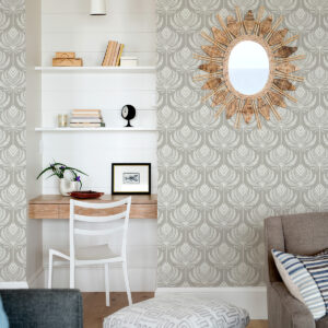Palmier Grey Lotus Fan Wallpaper