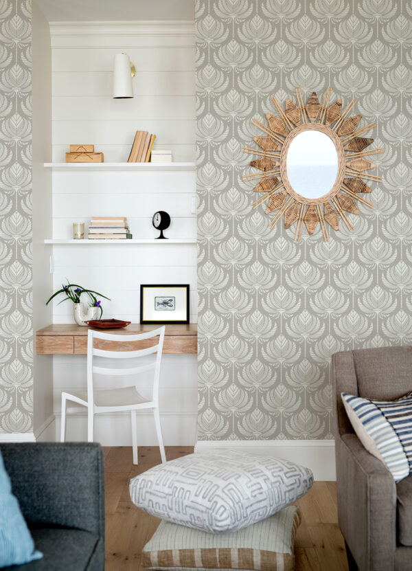 Palmier Grey Lotus Fan Wallpaper - Image 3