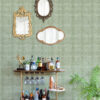 Zia Green Basketweave Wallpaper - Image 2