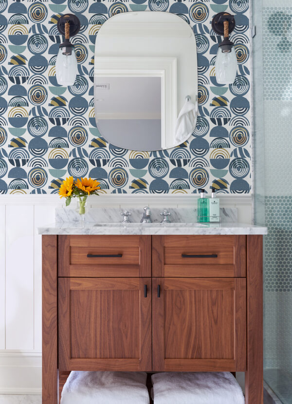 Mahe Blue Mod Geometric Wallpaper - Image 2