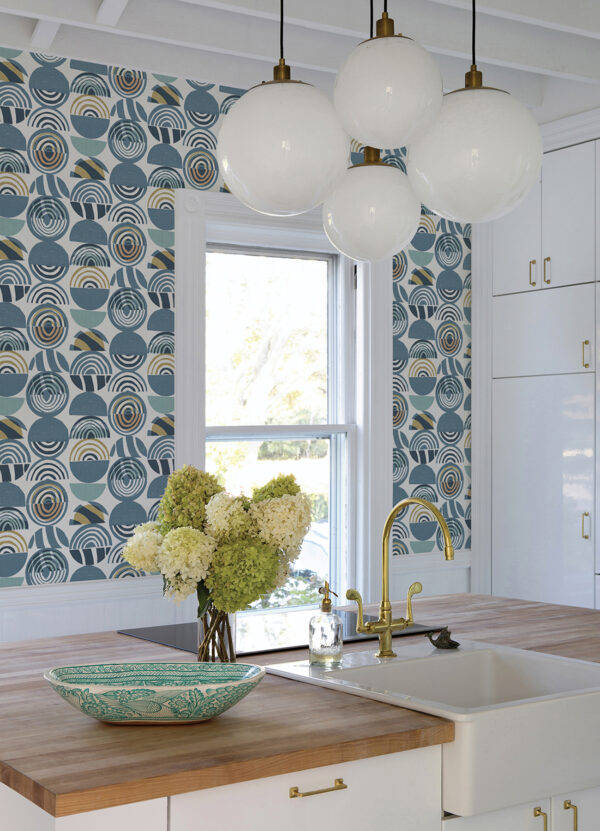 Mahe Blue Mod Geometric Wallpaper - Image 3