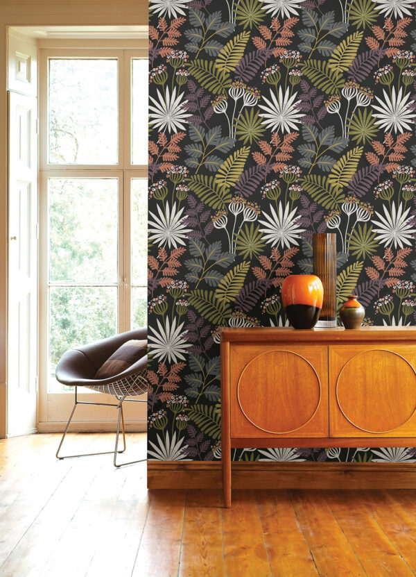 Praslin Black Botanical Wallpaper - Image 2