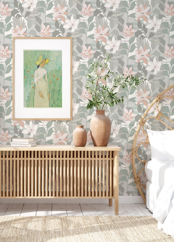 Koko Grey Floral Wallpaper - Image 3
