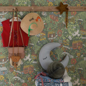 Bygga Bo Green Woodland Village Wallpaper