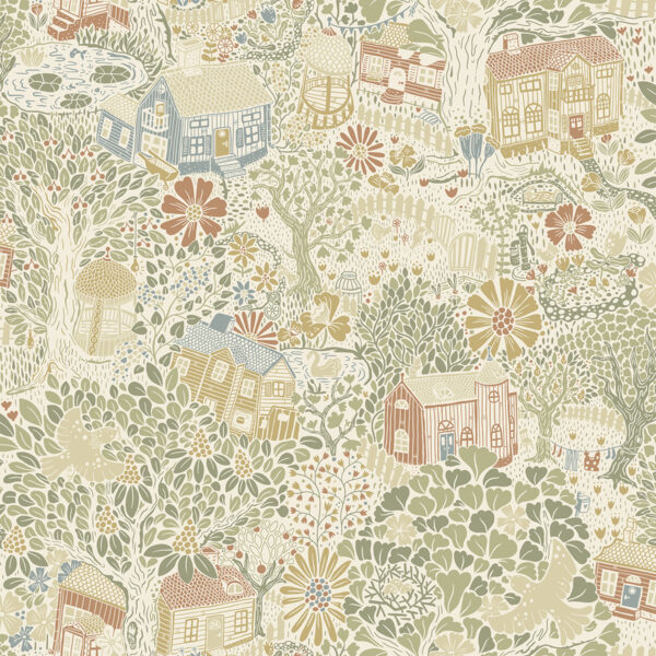 0064782 bygga bo neutral woodland village wallpaper