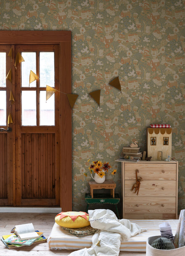 0064796 bygga bo butter woodland village wallpaper