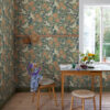 0064836 dromma teal songbirds and sunflowers wallpaper
