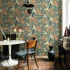 0064838 dromma teal songbirds and sunflowers wallpaper