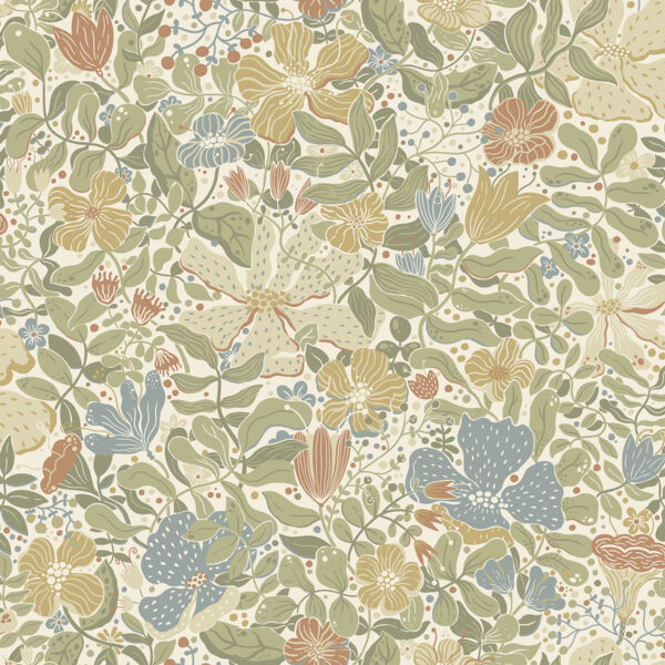 0064886 midsommar light green floral medley wallpaper