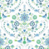 Britt Sapphire Embroidered Damask Wallpaper