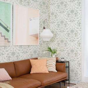 Britt Neutral Embroidered Damask Wallpaper