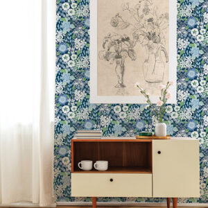 Karina Blue Wildflower Garden Wallpaper