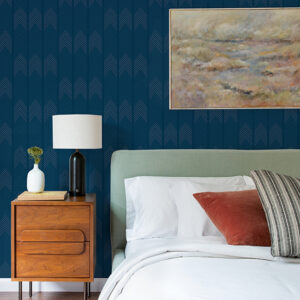 Nyle Dark Blue Chevron Stripes Wallpaper