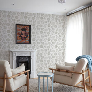 Inge Light Grey Floral Block Print Wallpaper