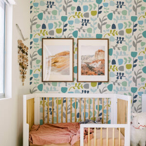 Juni Teal Abstract Tulips Wallpaper