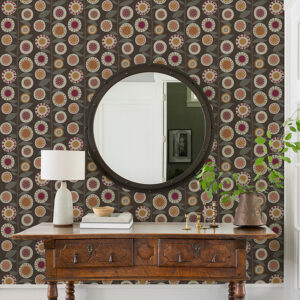 Sisu Raspberry Floral Geometric Wallpaper