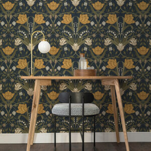 Filippa Navy Tulip Wallpaper