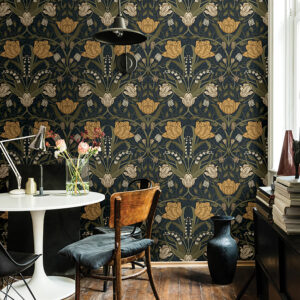 Filippa Navy Tulip Wallpaper