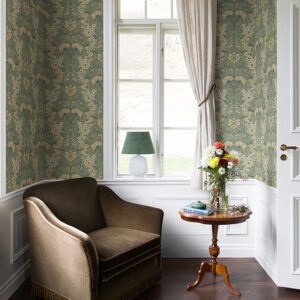 Ojvind Sea Green Floral Ogee Wallpaper