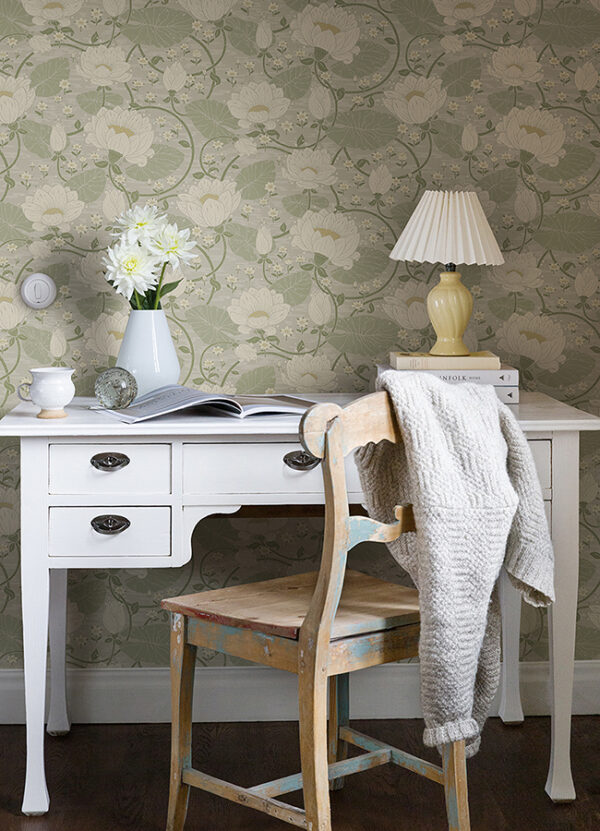 Eva Light Grey Lotus Dreams Wallpaper - Image 2