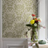 Berit Olive Floral Crest Wallpaper - Image 3