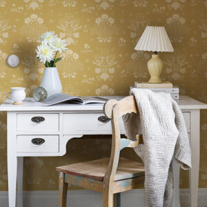 Elda Gold Delicate Daisies Wallpaper