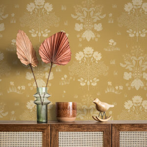 Elda Gold Delicate Daisies Wallpaper