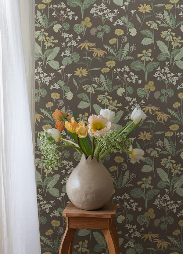 Magdalena Charcoal Dandelion Wallpaper - Image 2
