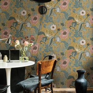 Anemone Mustard Floral Wallpaper