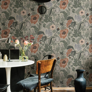 Anemone Grey Floral Wallpaper