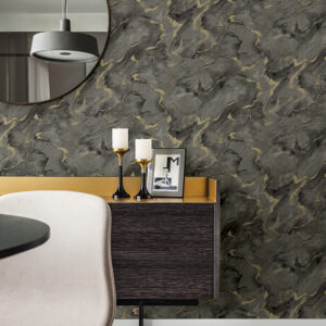 Silenus Charcoal Marbled Wallpaper