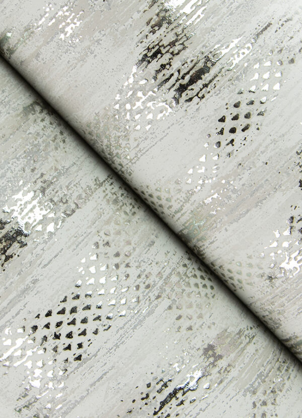 Kintana Silver Abstract Trellis Wallpaper - Image 3