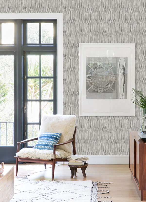 Kintana Silver Abstract Trellis Wallpaper - Image 2