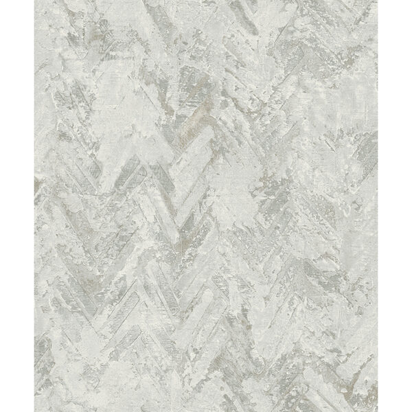 Amesemi Light Grey Distressed Herringbone Wallpaper