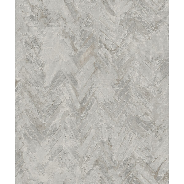 Amesemi Grey Distressed Herringbone Wallpaper